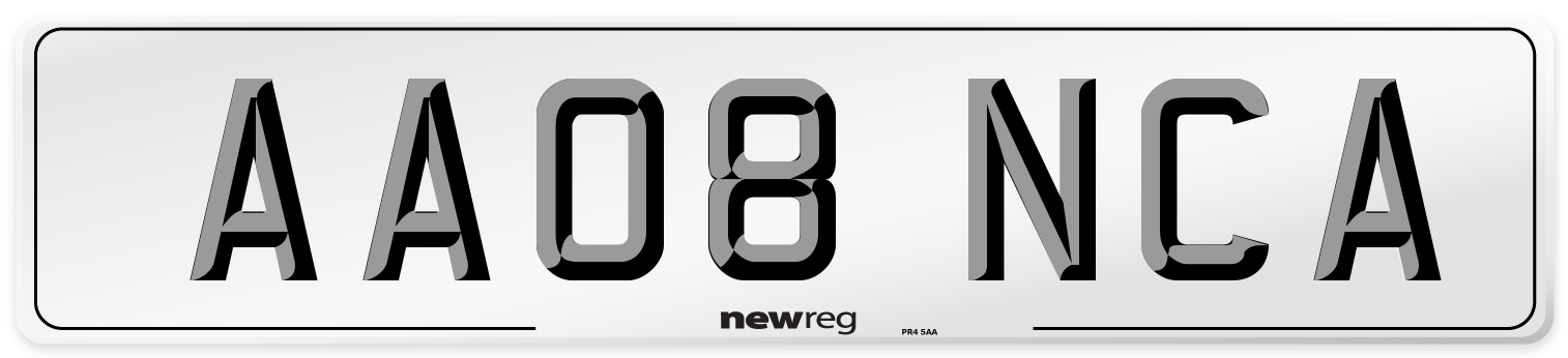 AA08 NCA Number Plate from New Reg